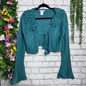 '💙2/$40💙West 36 Teal Chunky Knit Woven Cardigan Size S/M